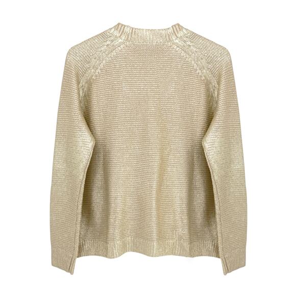 THE GREAT. The Varsity Cardigan Gold Shimmer 0|XS - Picture 4 of 11